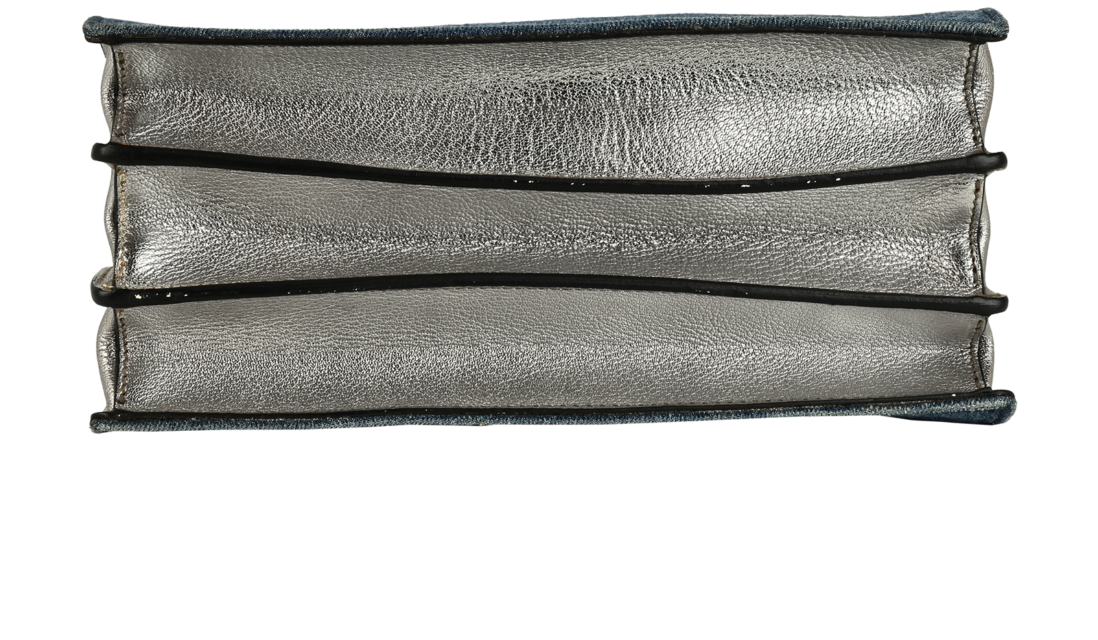 Pushlock Tote, &pound;380, Handbags, Blue/Silver, Denim/Leather, Top view